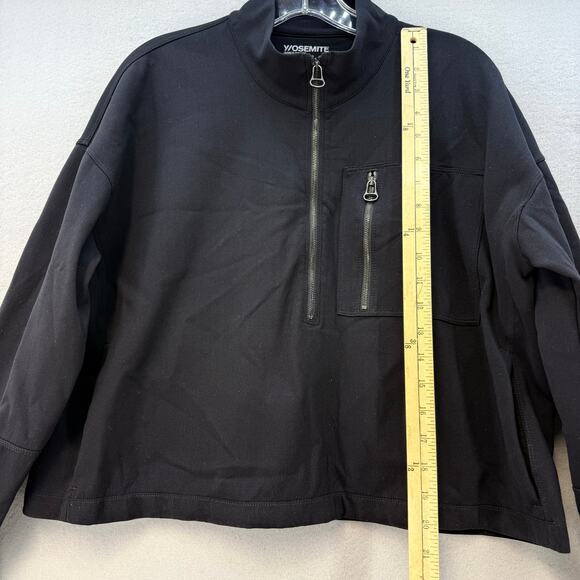 Y/osemite James Perse Performance Pullover Womens 3 (L) Black Half Zip Crop - Picture 10 of 11